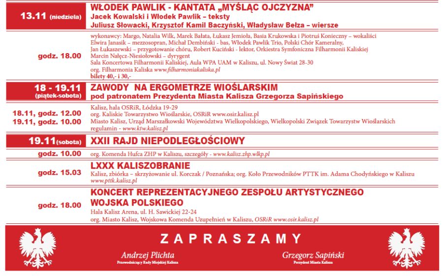 wkaliszu.pl - Kalisz on-line, ROCZNICE. Program Święta Niepodległości, zdjęcie 2