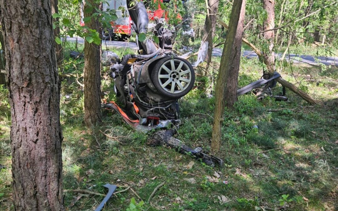 WYPADEK. Wpadł na drzewo. Zginął na miejscu